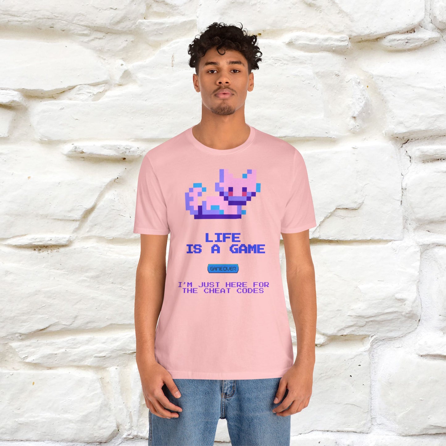 "Life Is A Game, I Am Just Here Fo The Cheat Code" Funny Cat T-Shirt for Men & Women | 100% Cotton*