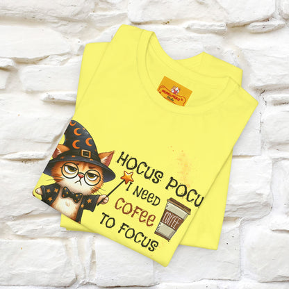 ''Hocus Pocus I Need Coffe To Focus'' Funny Cat Shirt | Nunu&Miao Studio