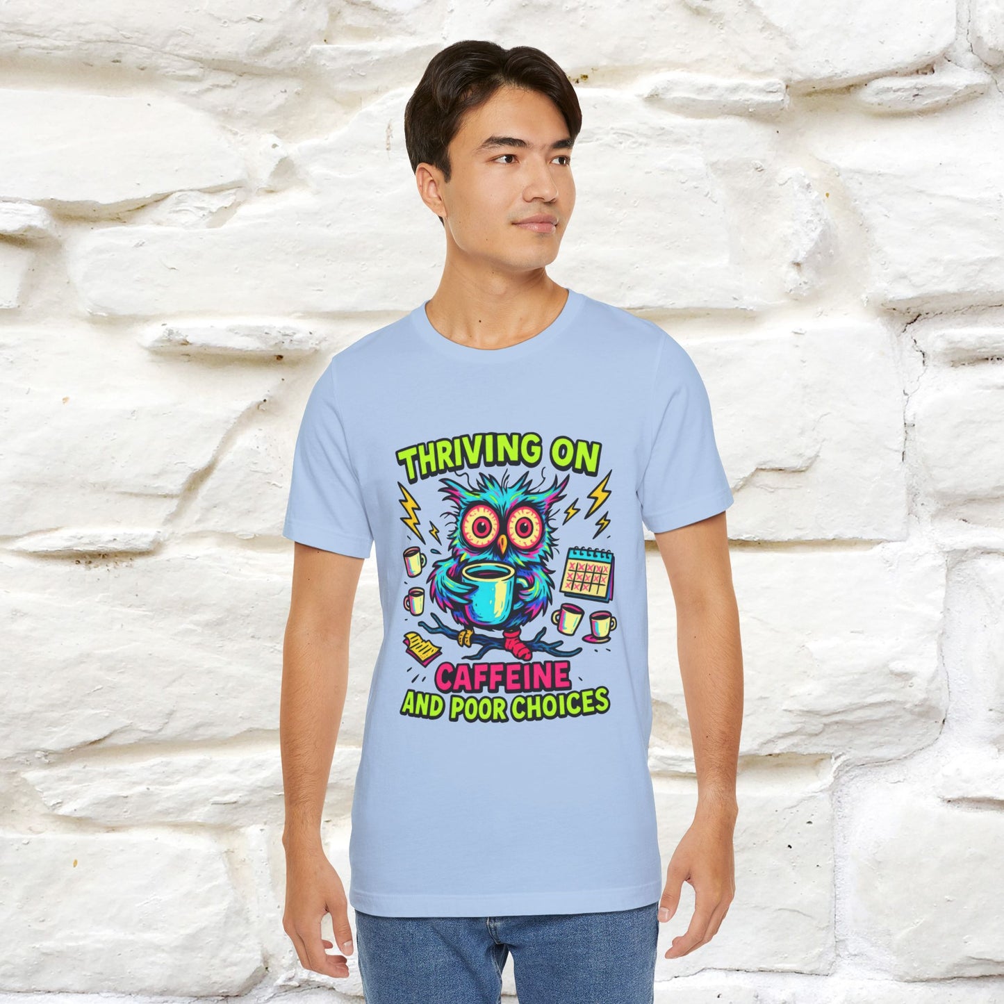 ''Thriving On Caffeine And Poor Choices''|  Sarcastic Cat T-Shirt | Nunu&Miao Studio