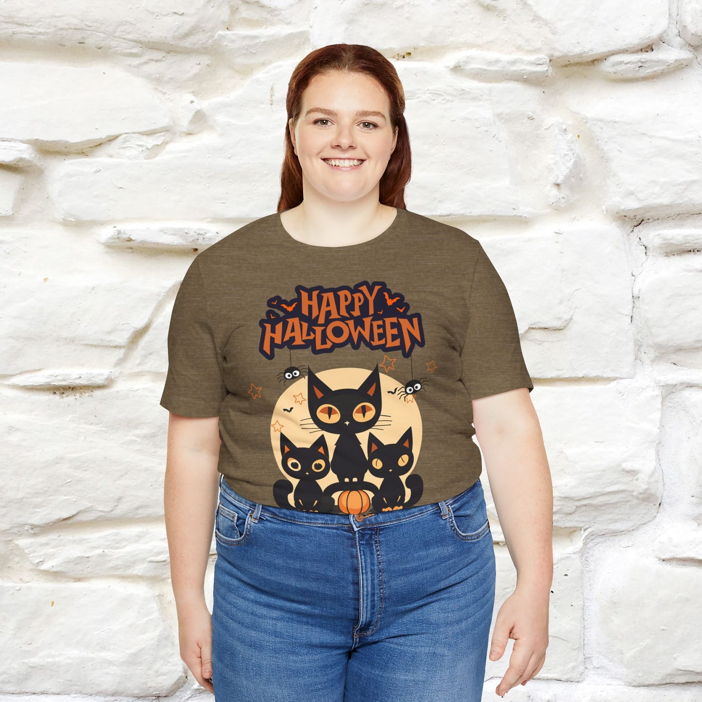 ''Black Cats Happy Halloween'' Unisex T-shirt 100% Cotton*