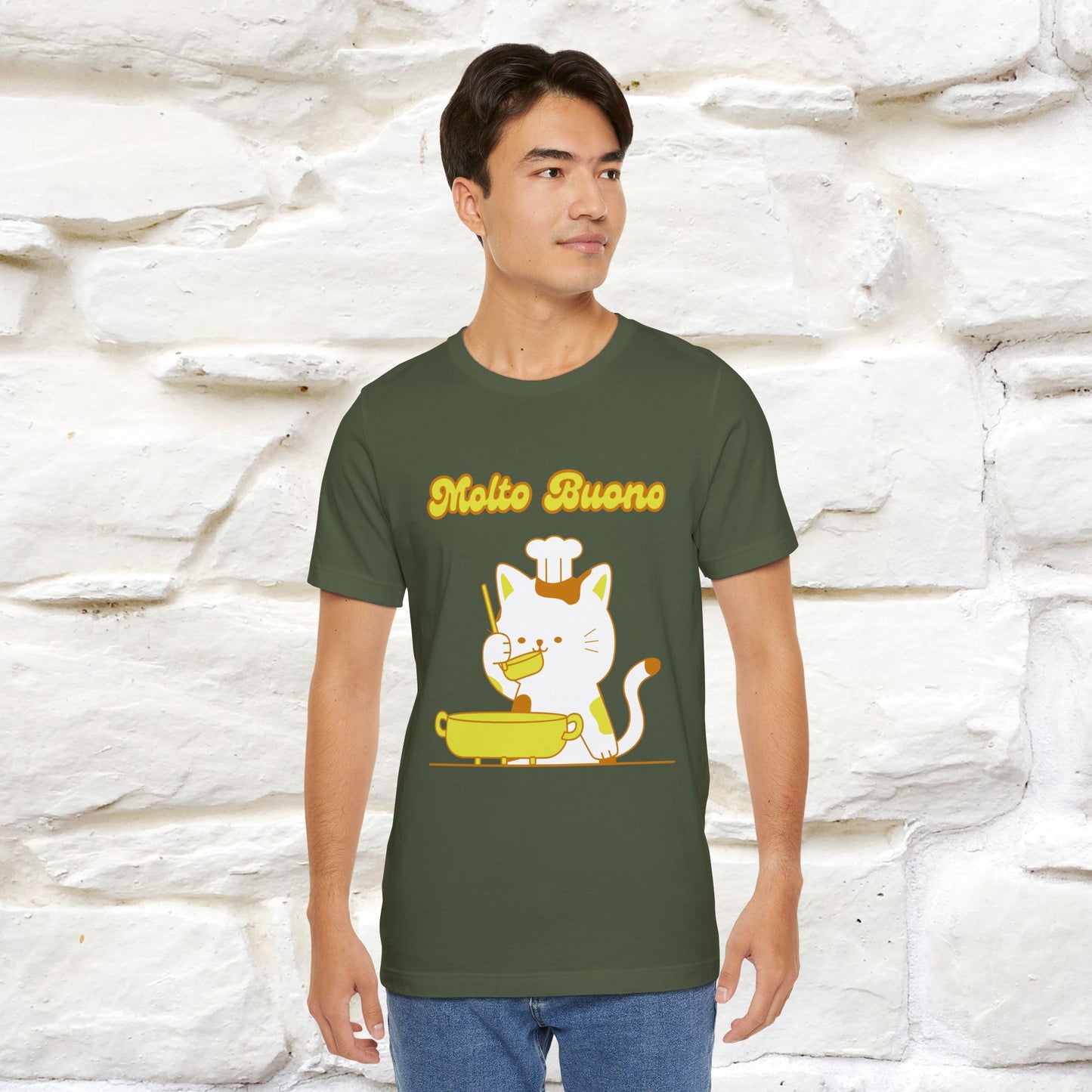 “Molto Buono Cat T-Shirt | Italian-Inspired Cat Shirt for Men & Women | 100% Cotton”