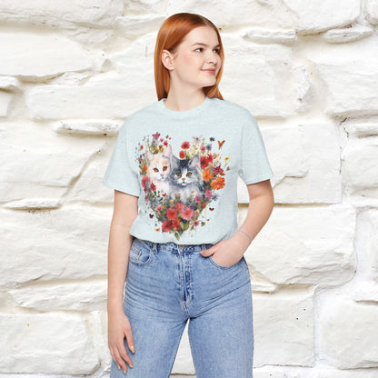 ''Heart Of Flower'' Cat T-shirt for Women 100% Cotton* - Nunu&Miao Studio