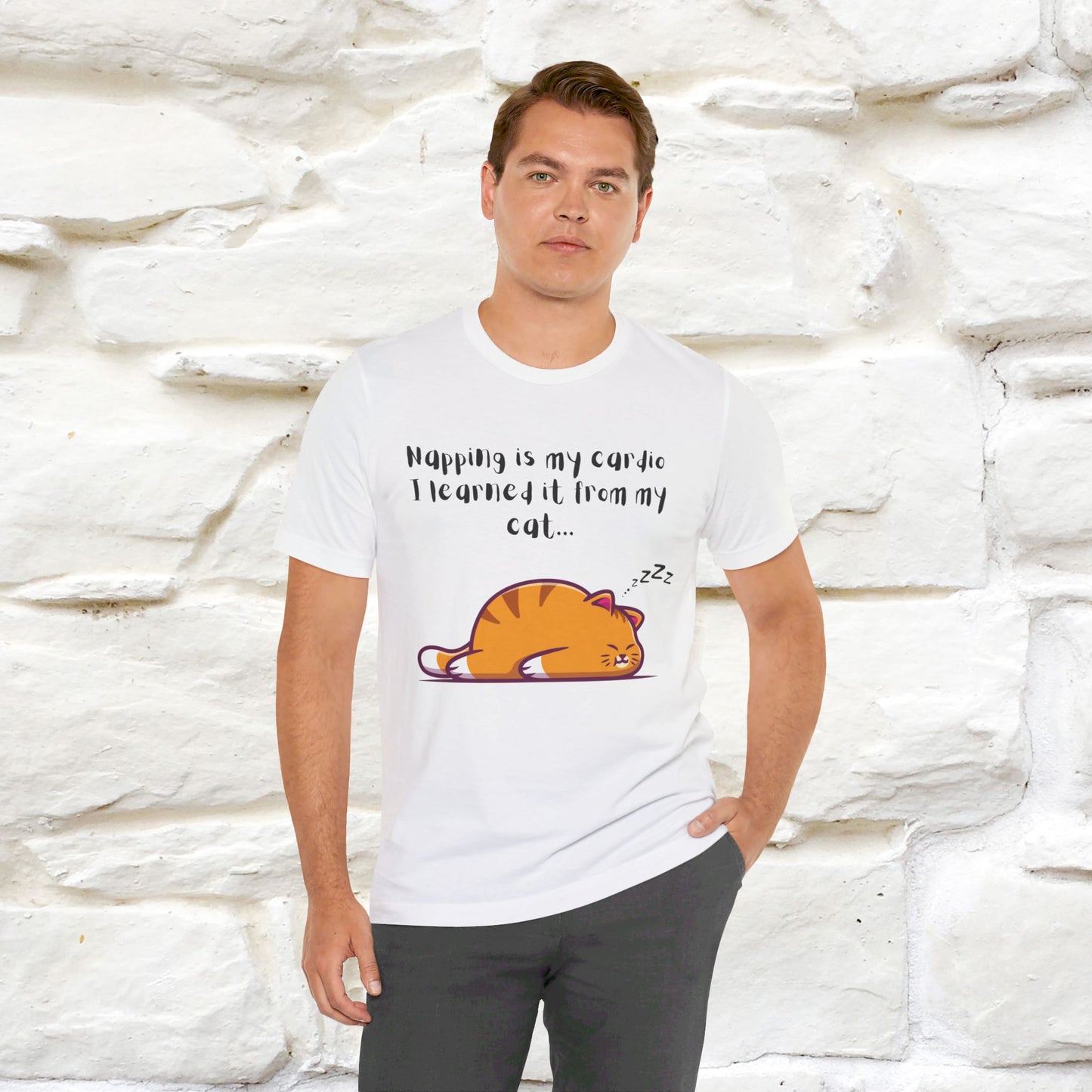 ''Napping Is My Cardio, I Learned From  my Cat'' T-shirt for Man 100% Cotton* - Nunu&Miao Studio