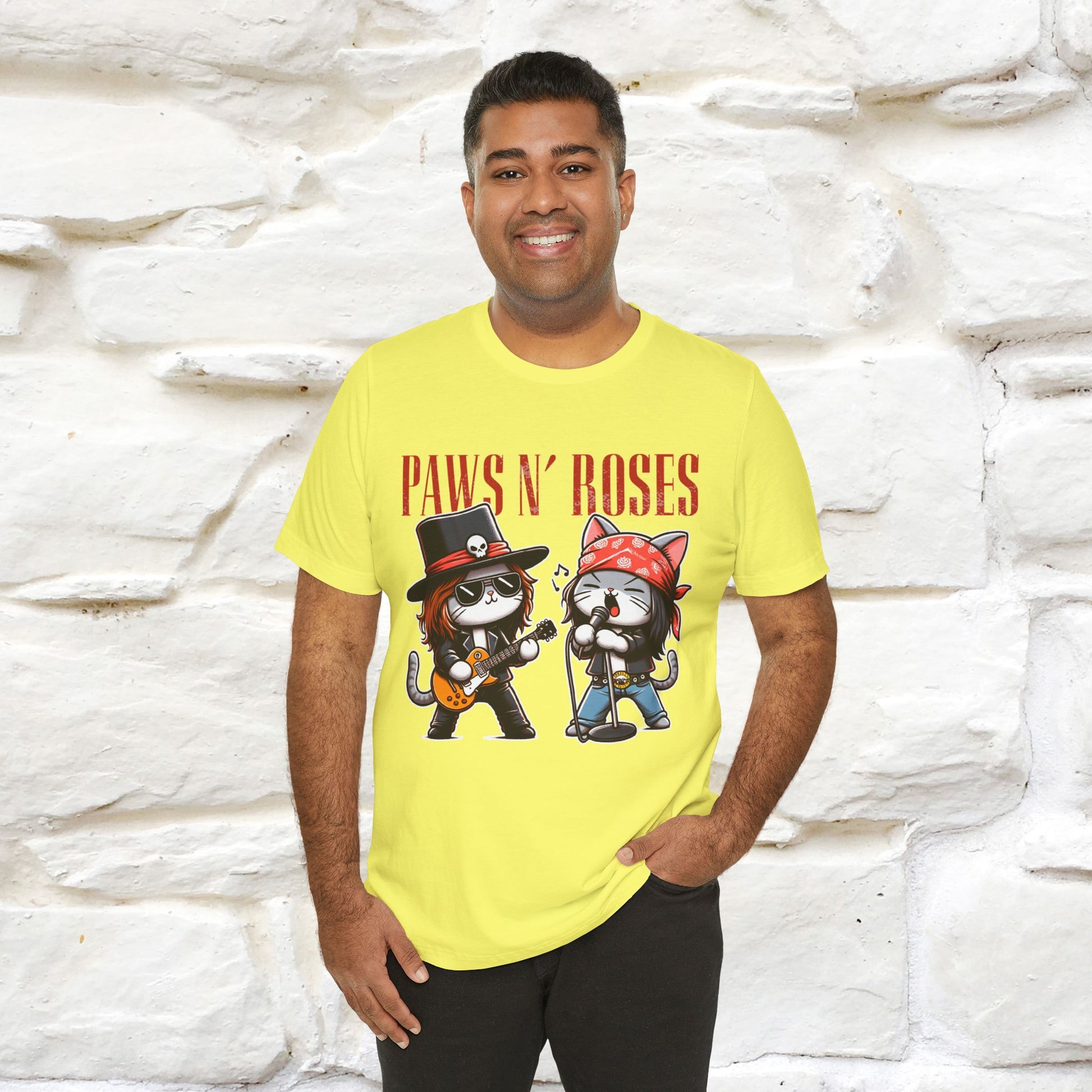 Paws N' Roses T-Shirt | Rock-Inspired Cat Lover  | Nunu&Miao Studio - Nunu&Miao Studio