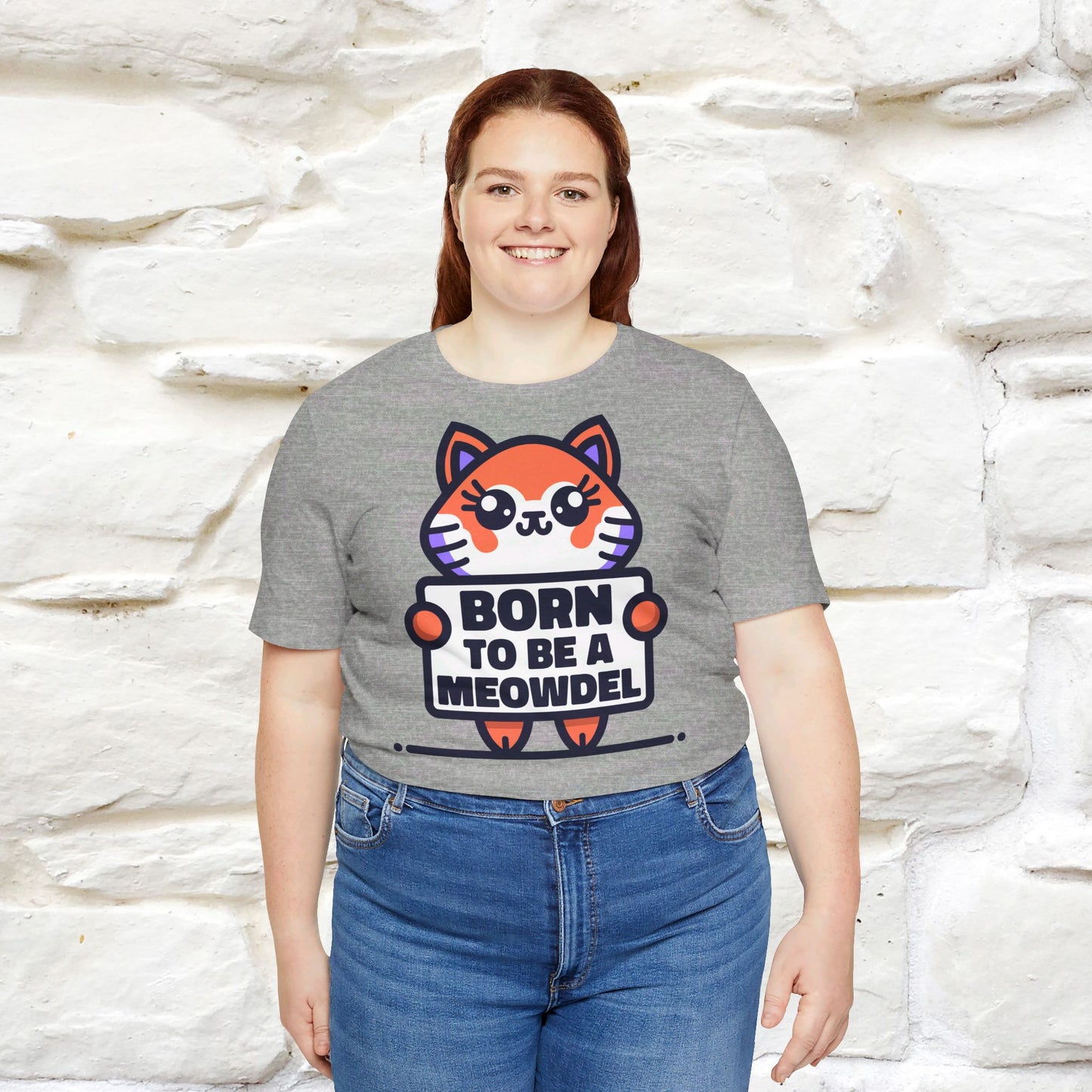 ''Born To Be A Meowdel''  Cat T-shirt for Women 100% Cotton* - Nunu&Miao Studio