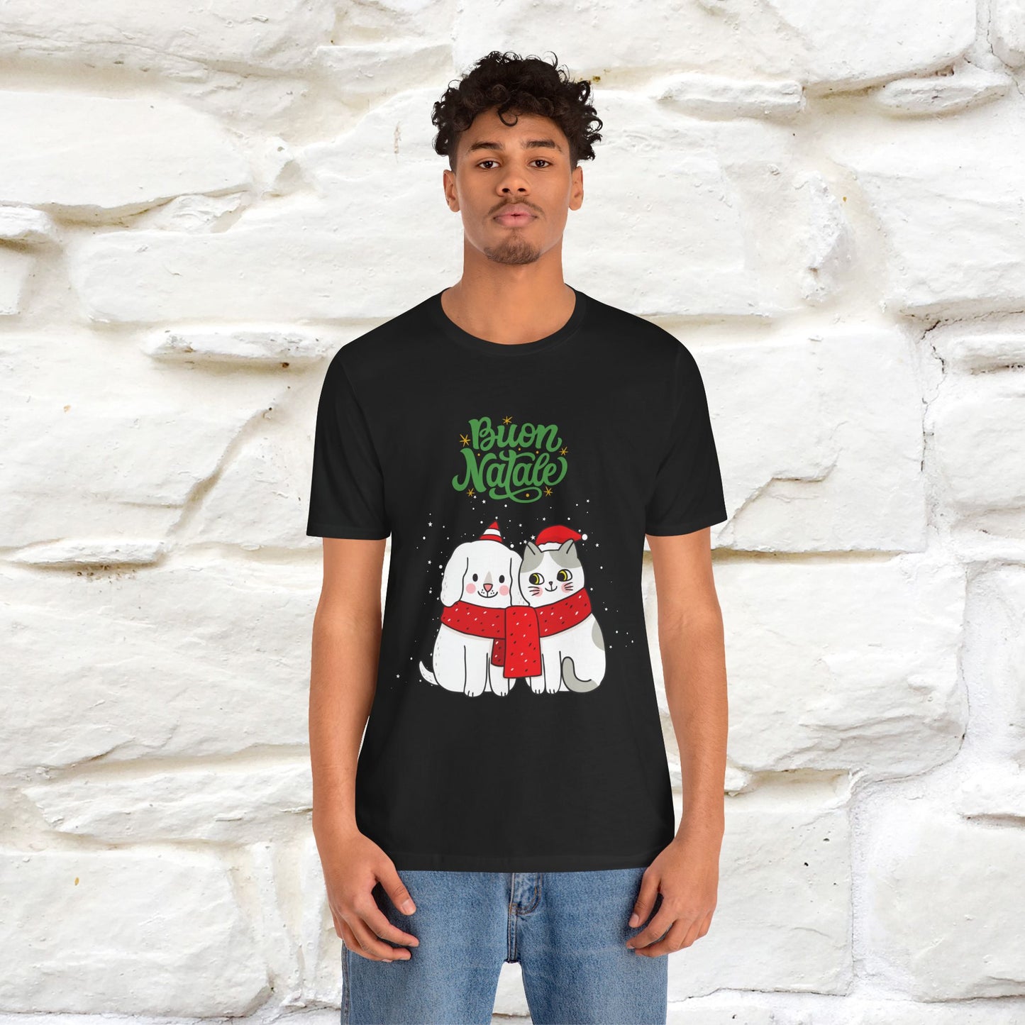 Buon Natale Cat and Dog T-shirt for Men & Women | 100% Cotton* 🐾 | Festive Holiday Shirt