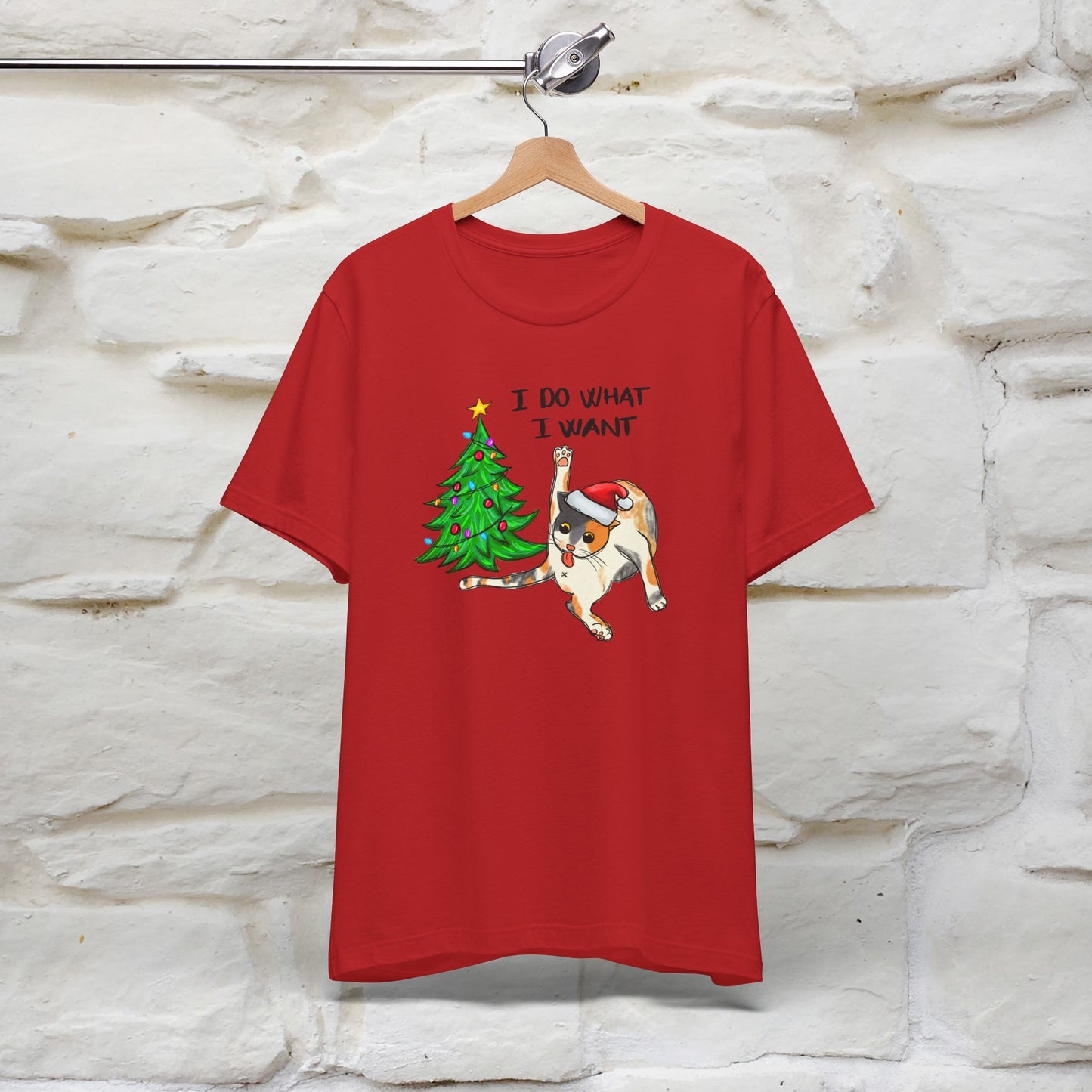 I Do What I want Funny T-Shirt | Festive Cat Christmas Shirt for Men & Women | 100% Cotton*