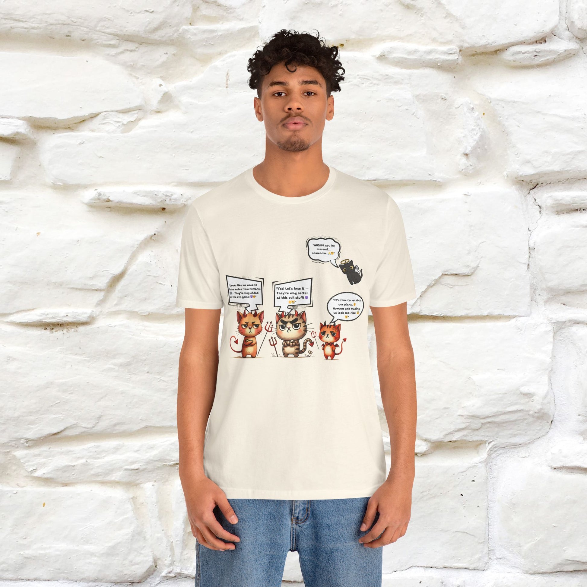 "Humans Are Way Ahead In The Evil Game! 😈😼" Cat  T-shirt |Nunu&Miao Studio - Nunu&Miao Studio