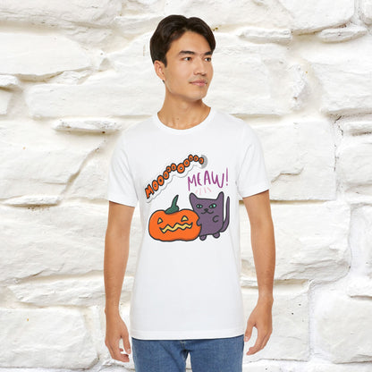 ''Mooooo Meaw'' Halloween Unisex Cat T-shirt 100% Cotton*