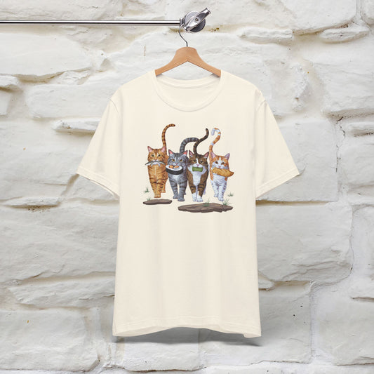 Four Cats' Feast: Feline Food Frenzy T-Shirt for Men & Women | 100% Cotton*