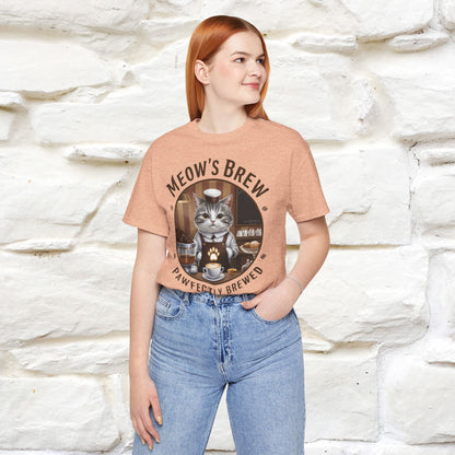 Meow's Brew, Perfectly Brewed Cat T-Shirt for Men & Women | 100% Cotton* Coffee Lover Tee