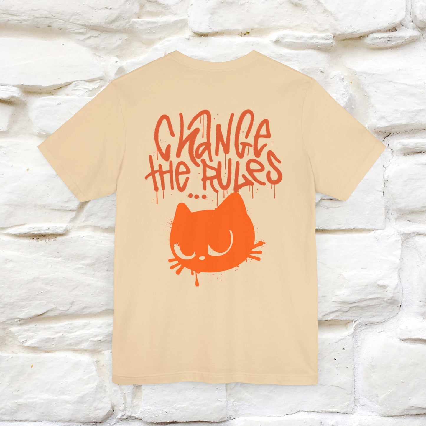 ''Change The Rules''  Cat T-shirt for Men Front And Back Design 100% Cotton*