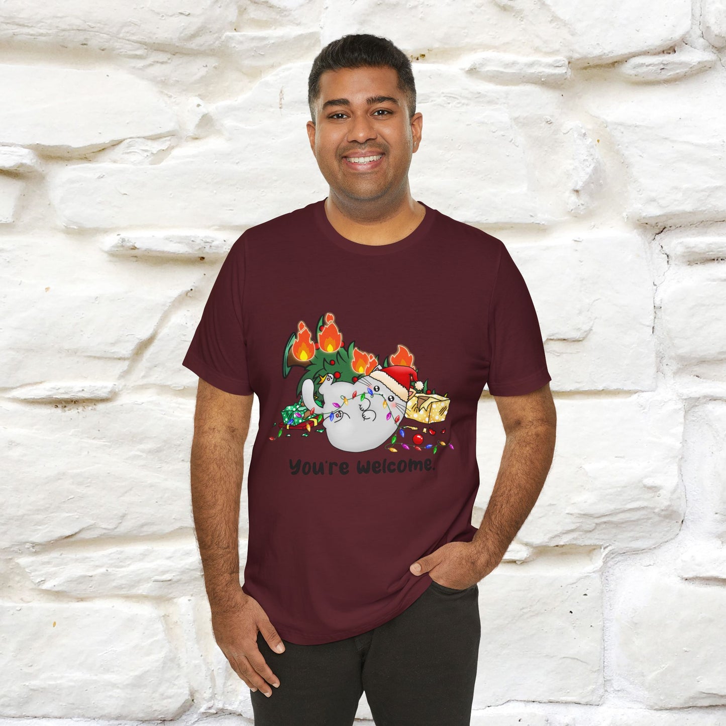 You're Welcome | Sarcastic Cat Christmas Shirt for Men & Women | 100% Cotton*