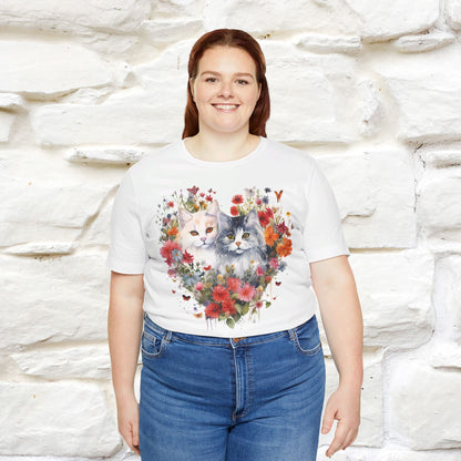 ''Heart Of Flower'' Cat T-shirt for Women 100% Cotton* - Nunu&Miao Studio