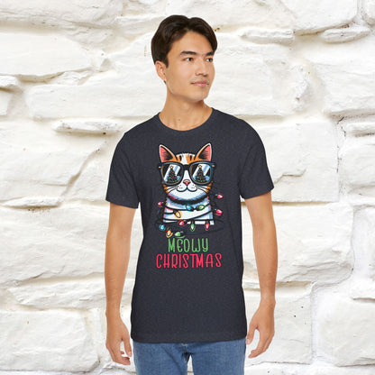 Meowy Christmas T-Shirt | Festive Cat Christmas Shirt for Men & Women | 100% Cotton