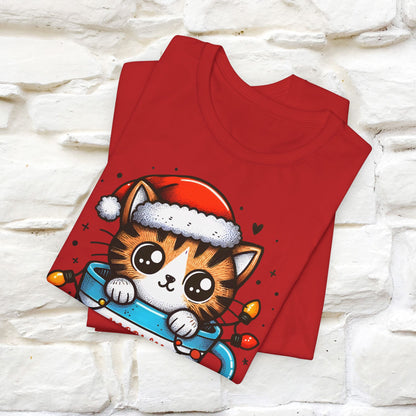 Meowy Catmas T-Shirt | Festive Cat Christmas Shirt for Men & Women | 100% Cotton