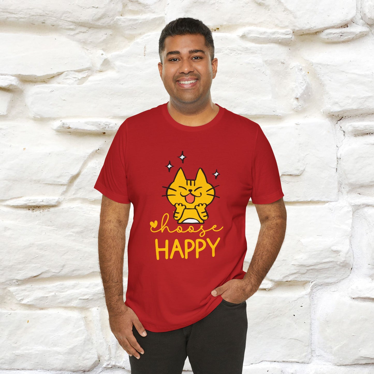 "Choose Happy" Cat T-Shirt for Men & Women | 100% Cotton* | Positive Tee 🐾