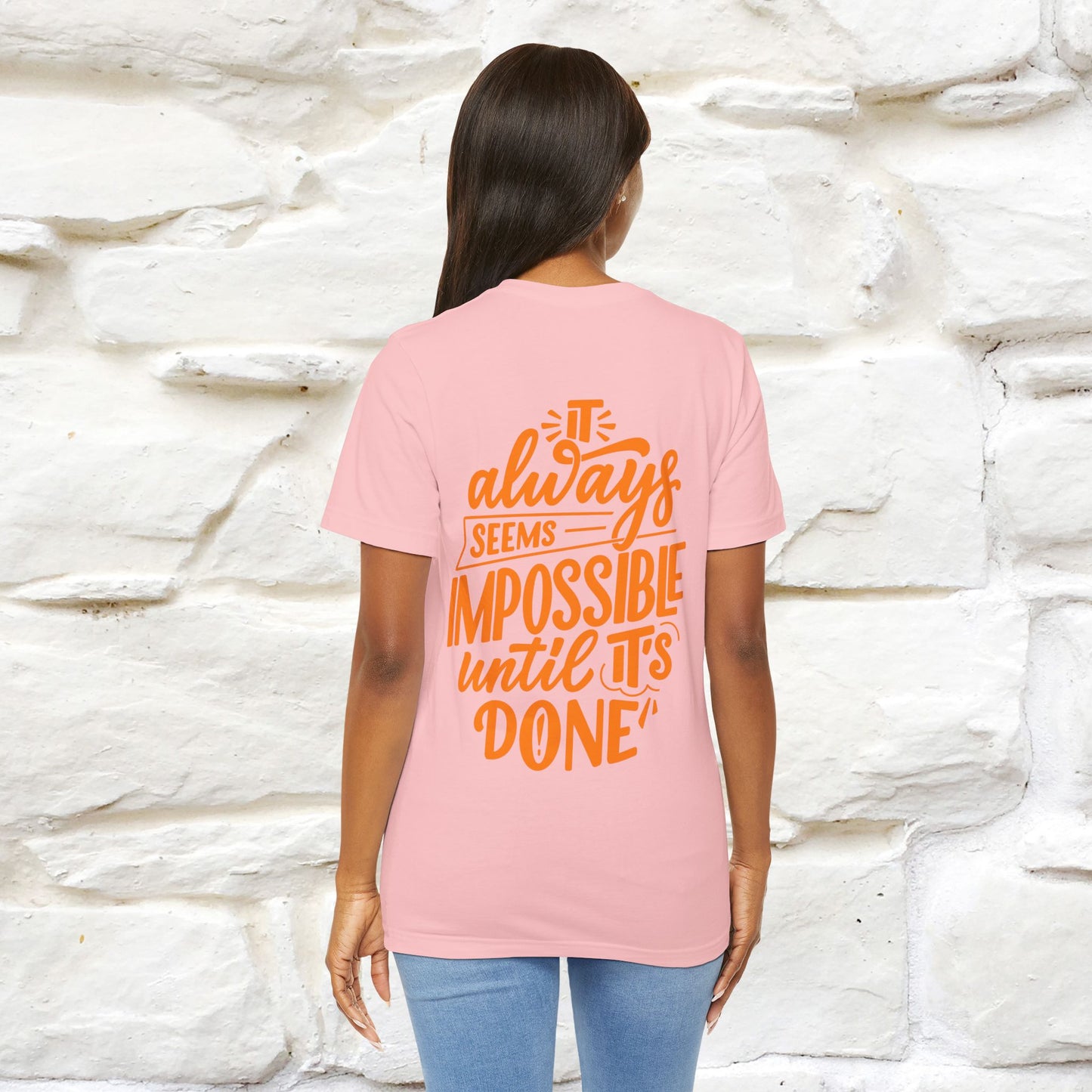"It Always Seems Impossible Until It’s Done" Cat T-Shirt| Front & Back Design | Nunu&Miao Studio