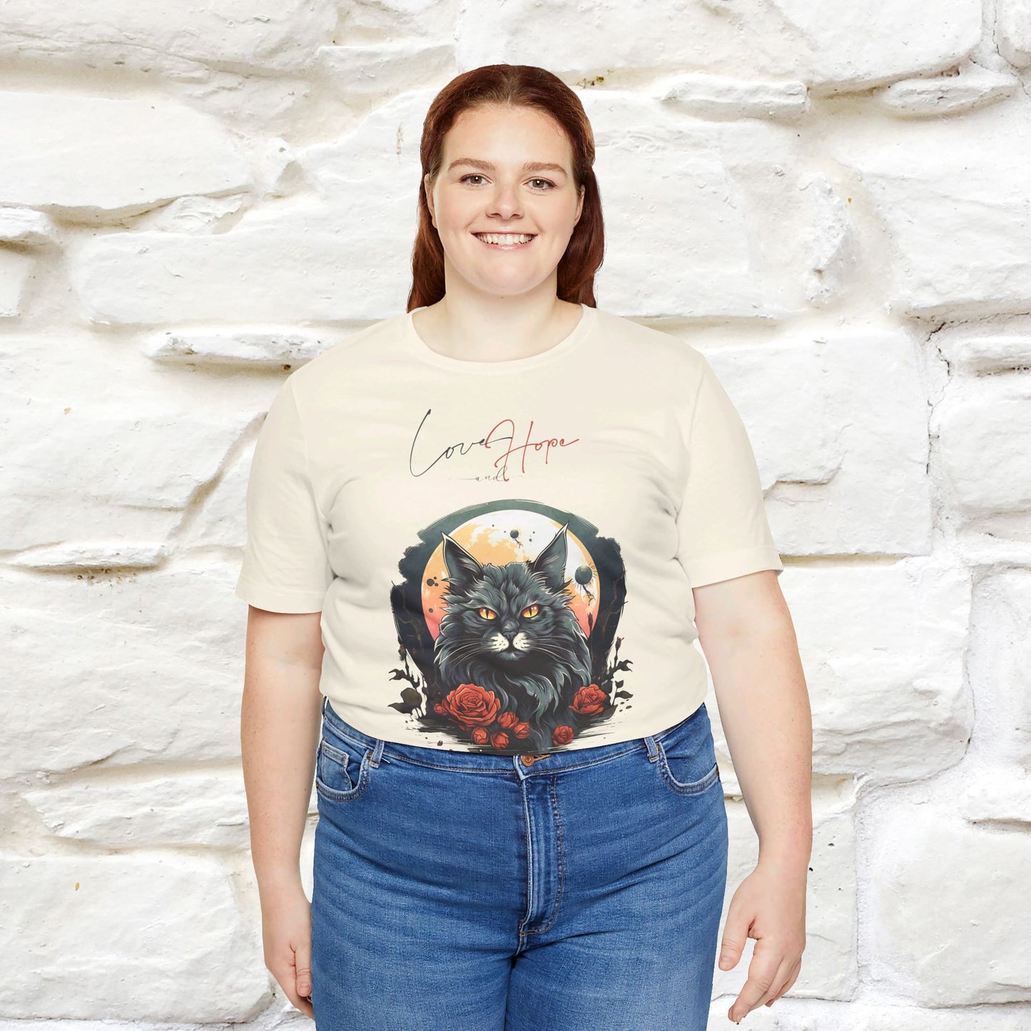 ''Love And Hope'' Cat T-shirt for Women 100% Cotton* - Nunu&Miao Studio