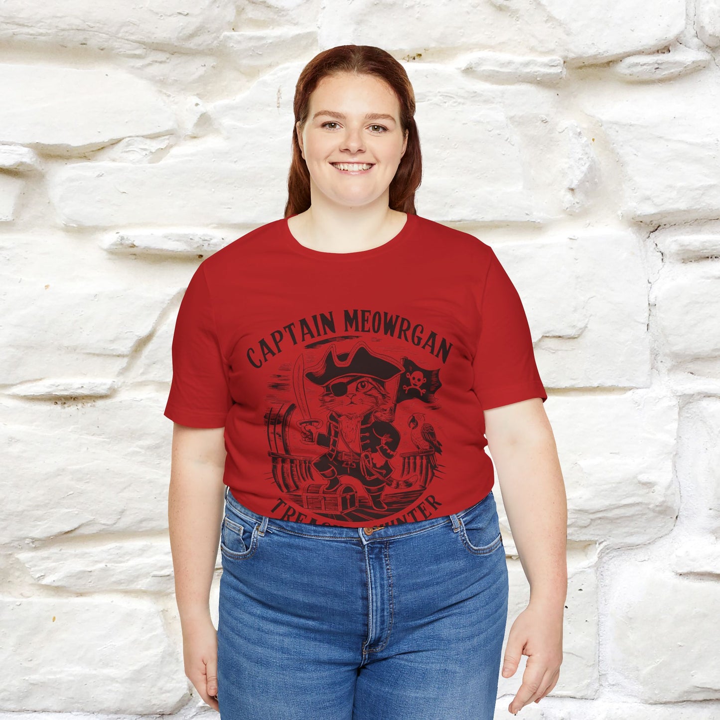 Captain Meowrgan Treasure Hunter T-Shirt | Adventure Cat Tee for Men & Women | 100% Cotton*