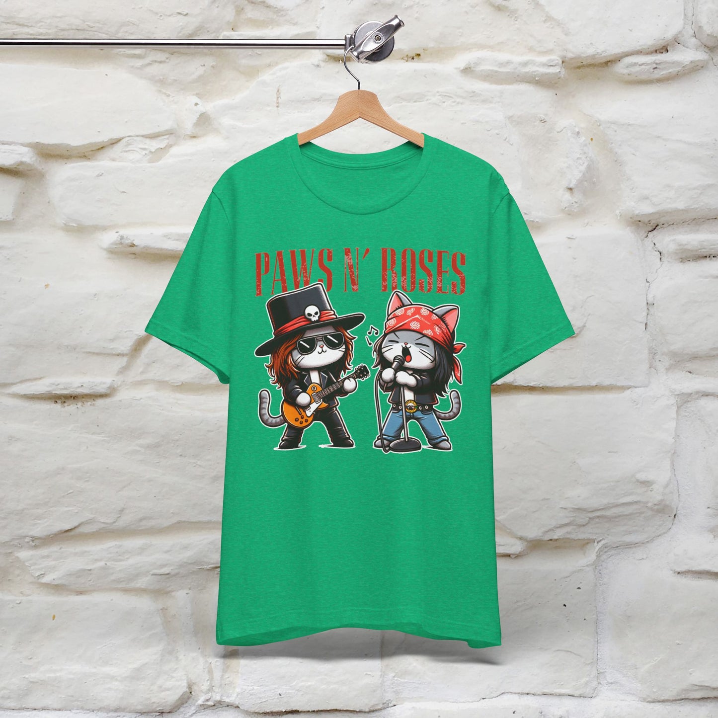 Paws N' Roses T-Shirt | Rock-Inspired Cat Lover Tee for Men & Women | 100% Cotton*