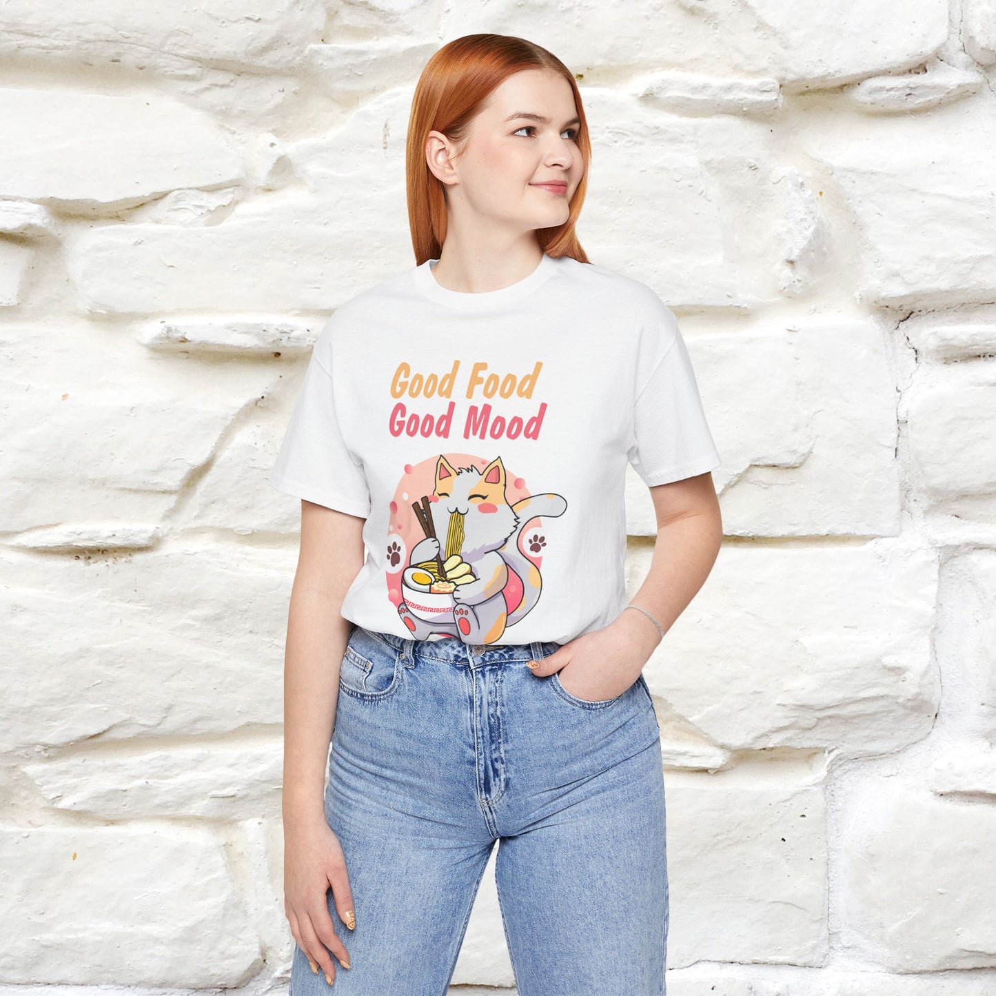 "Good Food Good Mood" Cat T-shirt for Men & Women | 100% Cotton*