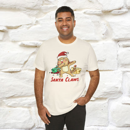 “Funny Santa Claws T-Shirt | Festive Cat Christmas Shirt for Men & Women | 100% Cotton*”