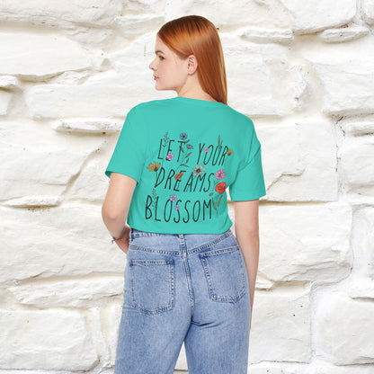 "Let Your Dreams Blossom'' Cat T-Shirt Front and Back Design | Nunu&Miao Studio