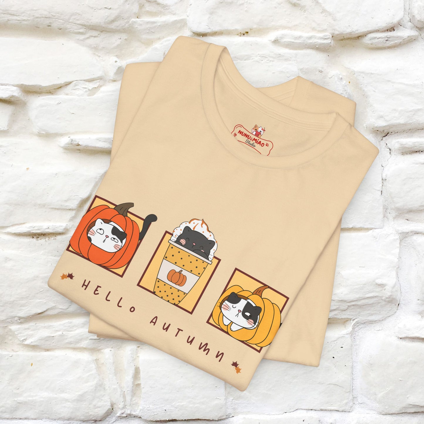 "Hello Autumn" Cat T-Shirt for Men & Women | 100% Cotton* | Seasonal Feline Fashion