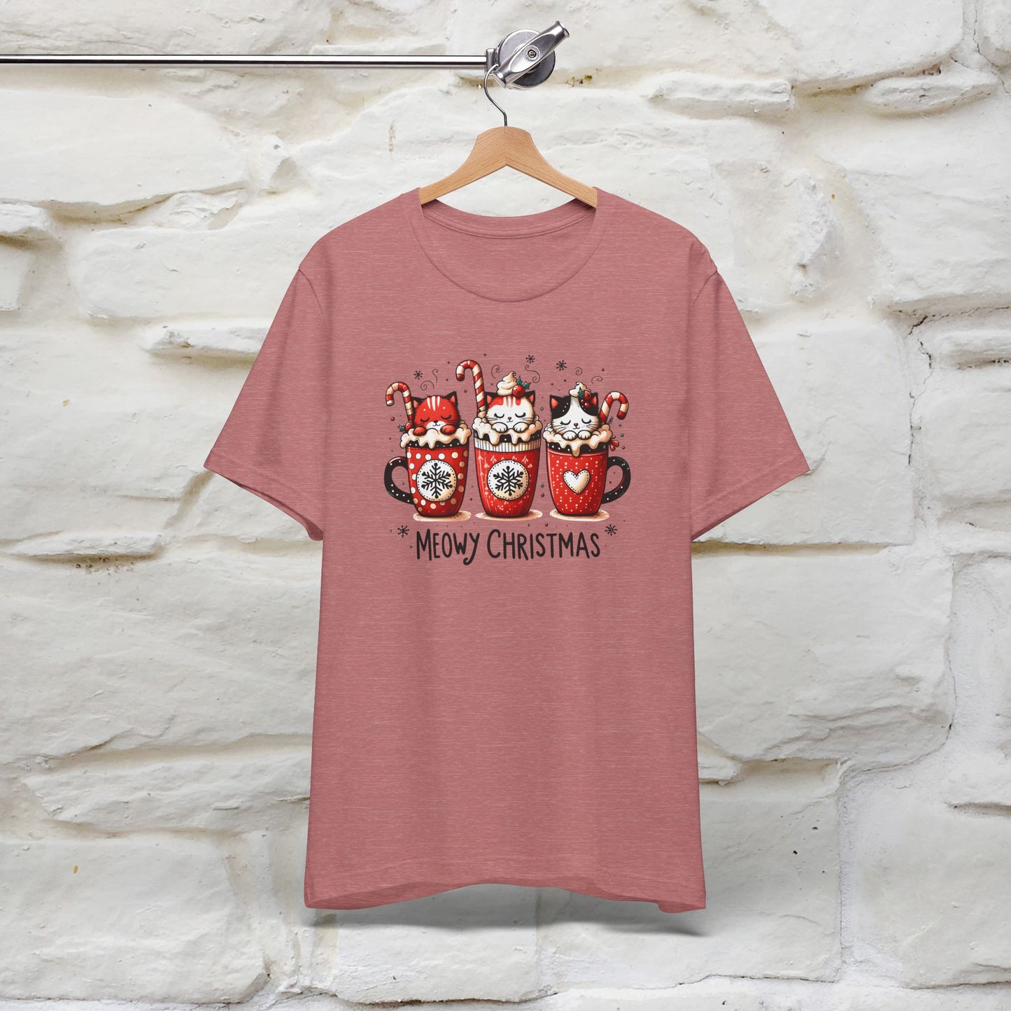 Meowy Christmas T-Shirt | Cute Festive Cat Christmas Shirt for Men & Women | 100% Cotton