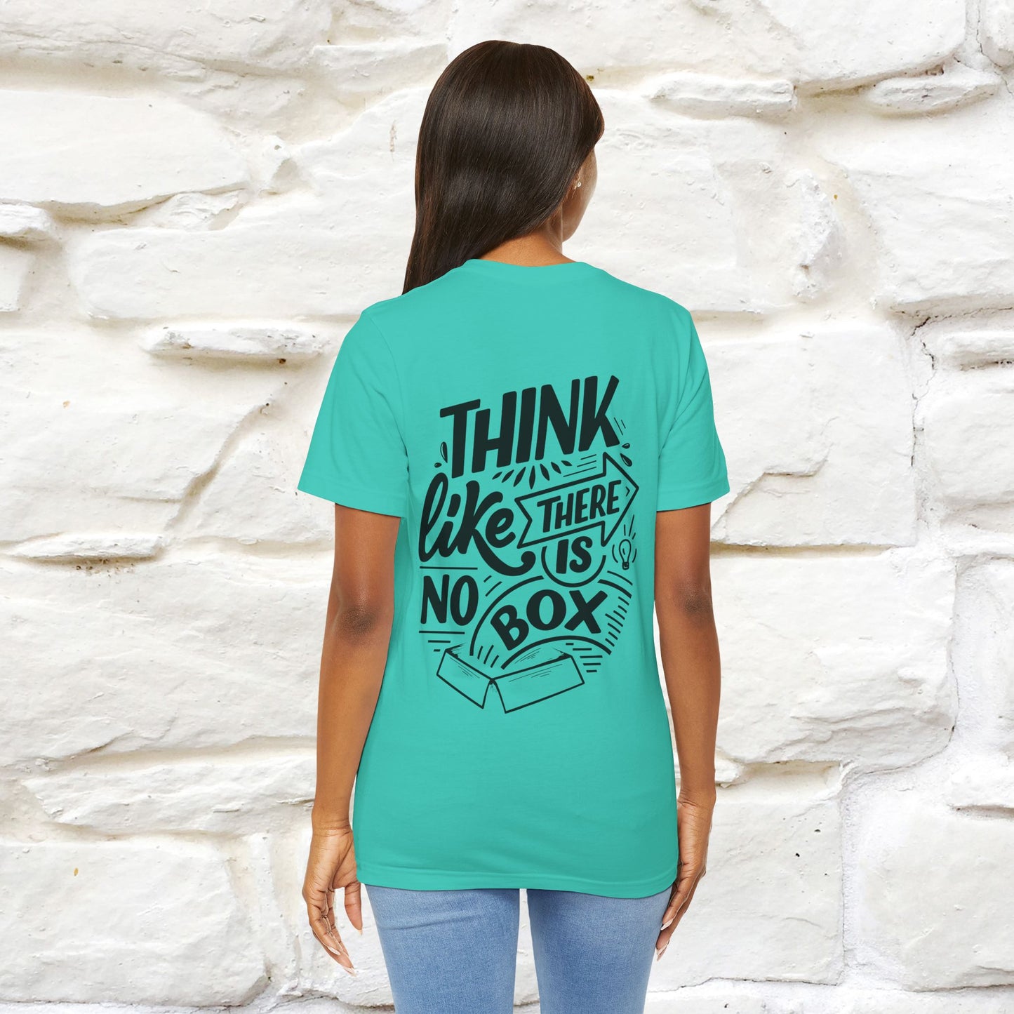 "Think Like There Is No Box" Cat T-Shirt| Front & Back Design | Nunu&Miao Studio