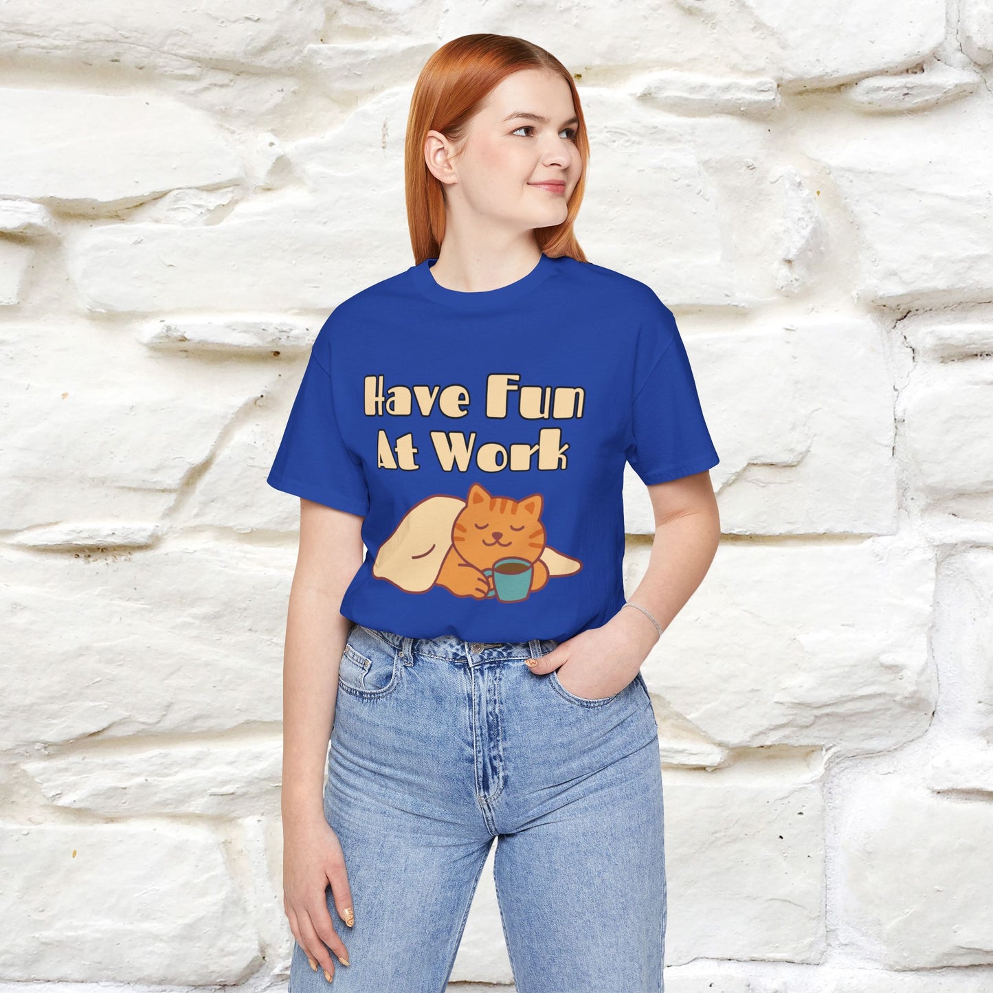 Maglietta con gatto "Have Fun At Work" per uomo e donna | 100% cotone* 🐾