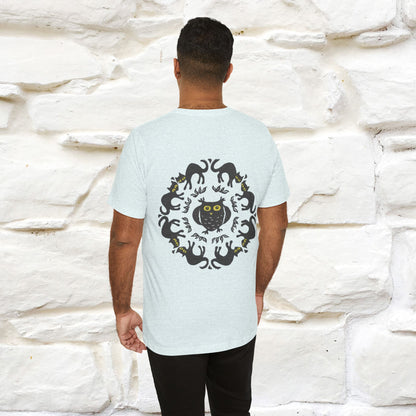 Black Cat Circle: Mystical Cat T-Shirt for Men & Women | Front & Back Design | 100% Cotton*