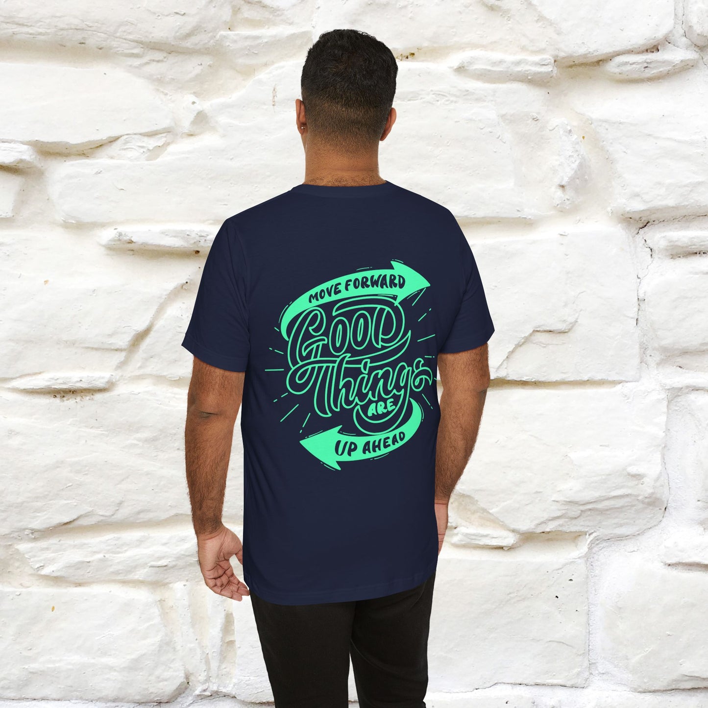 "Move Foreward Good Things Are Up Head" Cat T-Shirt| Front & Back Design | Nunu&Miao Studio
