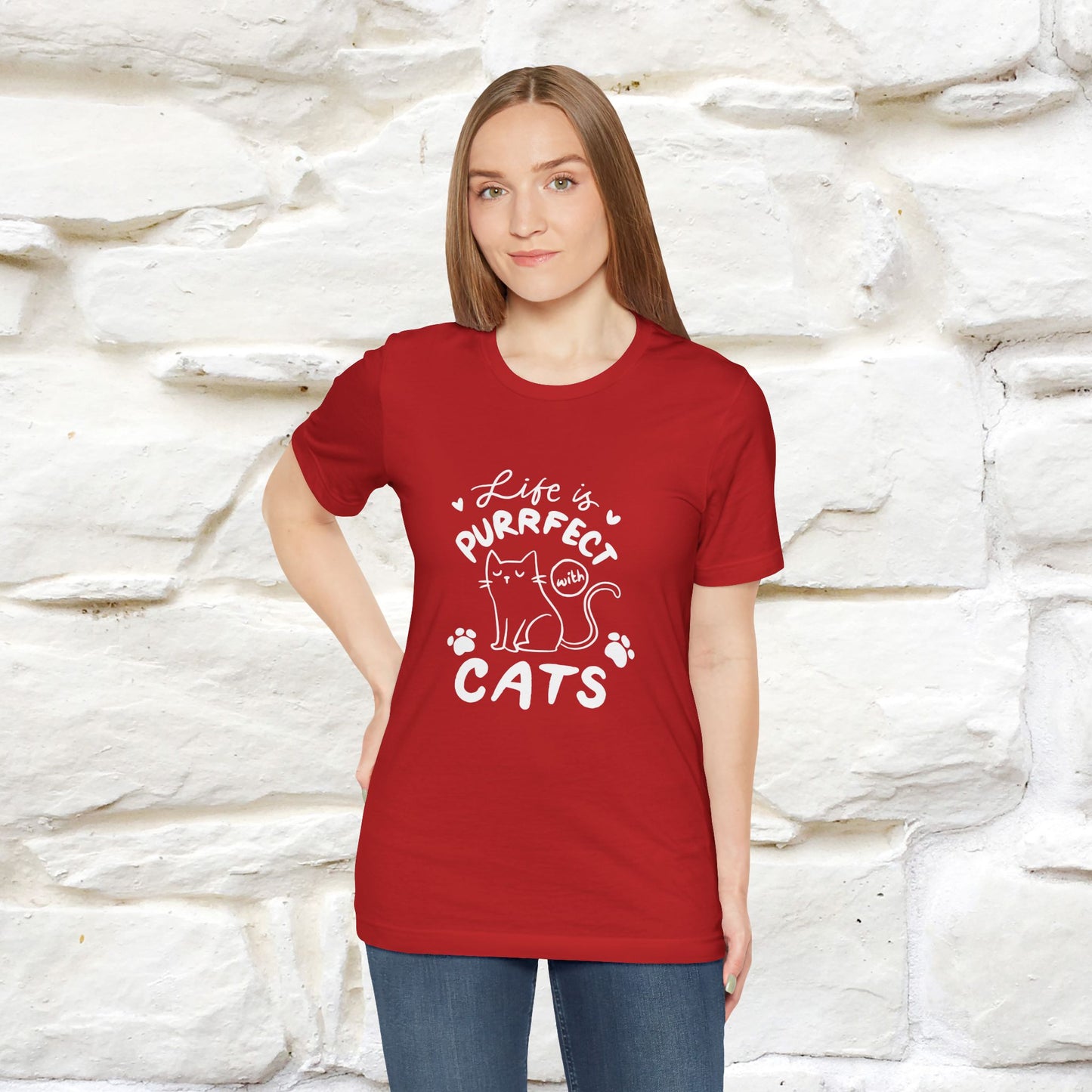 "Life Is Purrfect With Cats" Cat T-Shirt for Men & Women | 100% Cotton* | Funny Tee 🐾