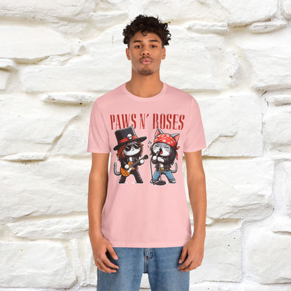 Paws N' Roses T-Shirt | Rock-Inspired Cat Lover Tee for Men & Women | 100% Cotton*