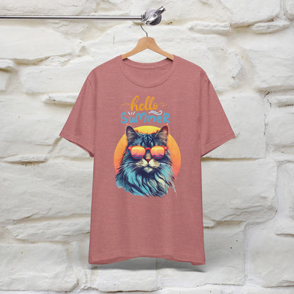 ''Hello Summer'' Cat T-shirt for Women 100% Cotton* - Nunu&Miao Studio