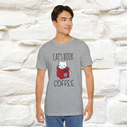 "Cat's Book Coffee" Cat T-Shirt for Men & Women | 100% Cotton* | Cozy Vibes for Book & Cat Lovers