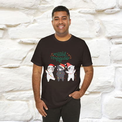 "Natal Magico" Cat T-shirt for Men & Women | 100% Cotton* 🐾 | Magical Holiday Cat Tee