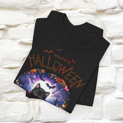 ''🎃Happy Halloween Pumking Black Cat'' Unisex T-shirt 100% Cotton*