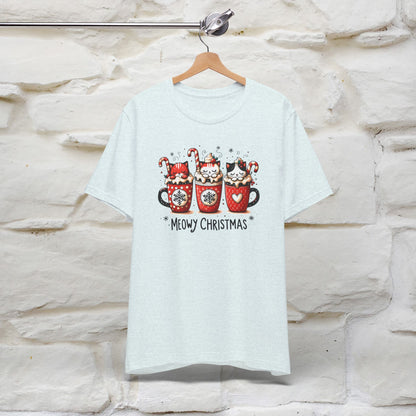 Meowy Christmas T-Shirt | Cute Festive Cat Christmas Shirt for Men & Women | 100% Cotton