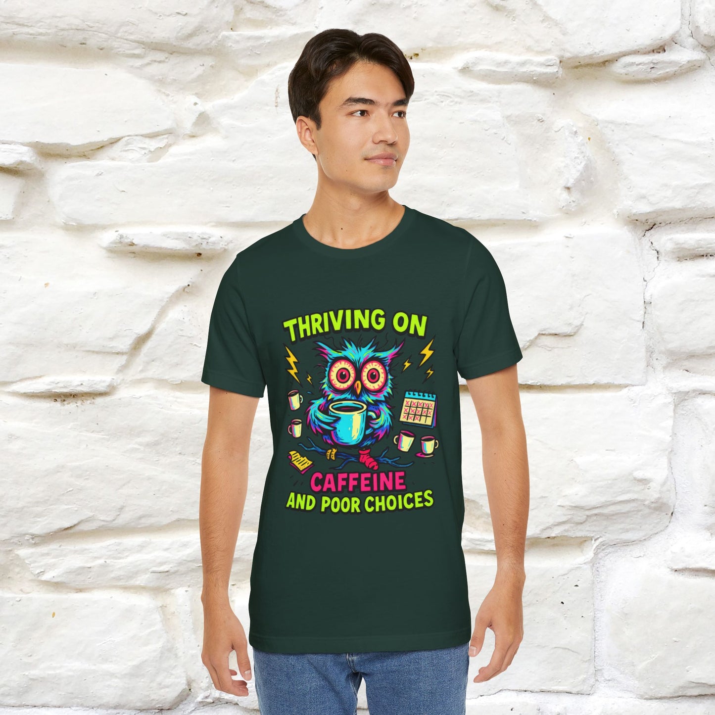 ''Thriving On Caffeine And Poor Choices''|  Sarcastic Cat T-Shirt | Nunu&Miao Studio