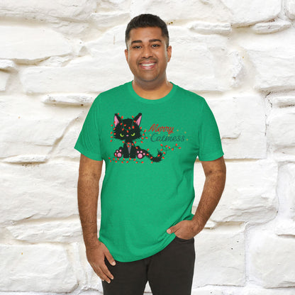 Merry Catmess Cat T-Shirt | Funny Christmas Cat Shirt for Men & Women | 100% Cotton