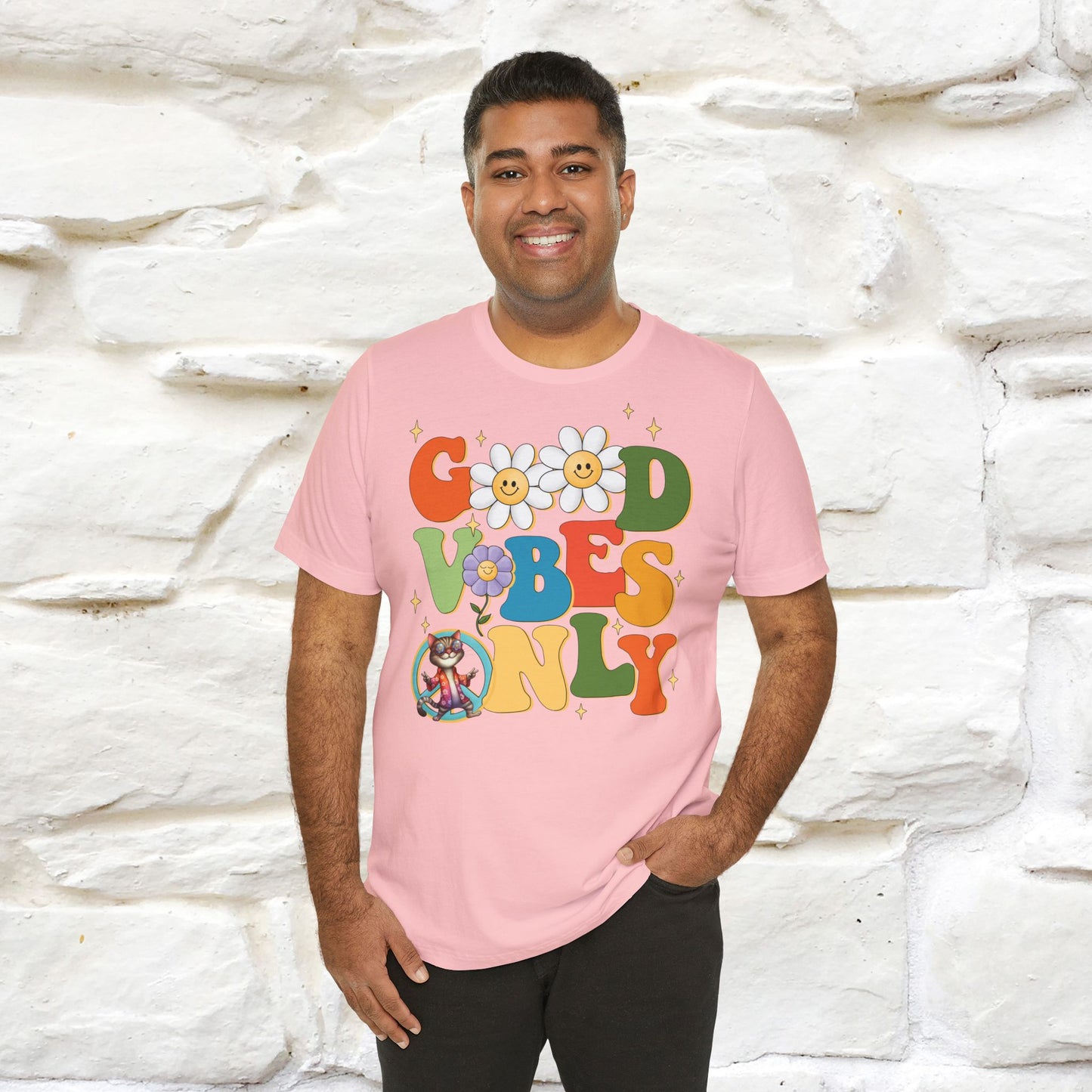 Good Vibes Only Cat T-Shirt for Men & Women | 100% Cotton* Positive Cat Lover Tee