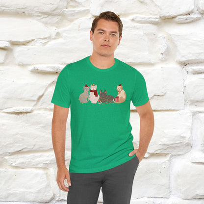 “Cat Family Christmas T-Shirt | Festive Cat Shirt for Men & Women | 100% Cotton”