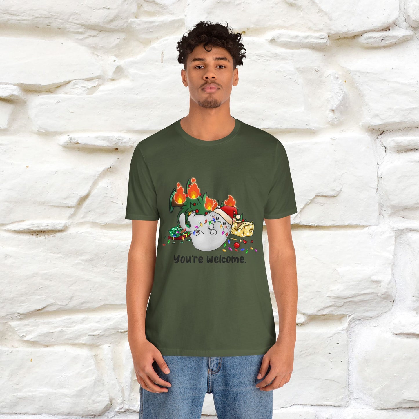 You're Welcome | Sarcastic Cat Christmas Shirt for Men & Women | 100% Cotton*