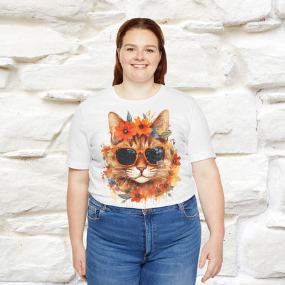 "Cool Cat in Bloom" T-shirt for Women 100% Cotton* - Nunu&Miao Studio