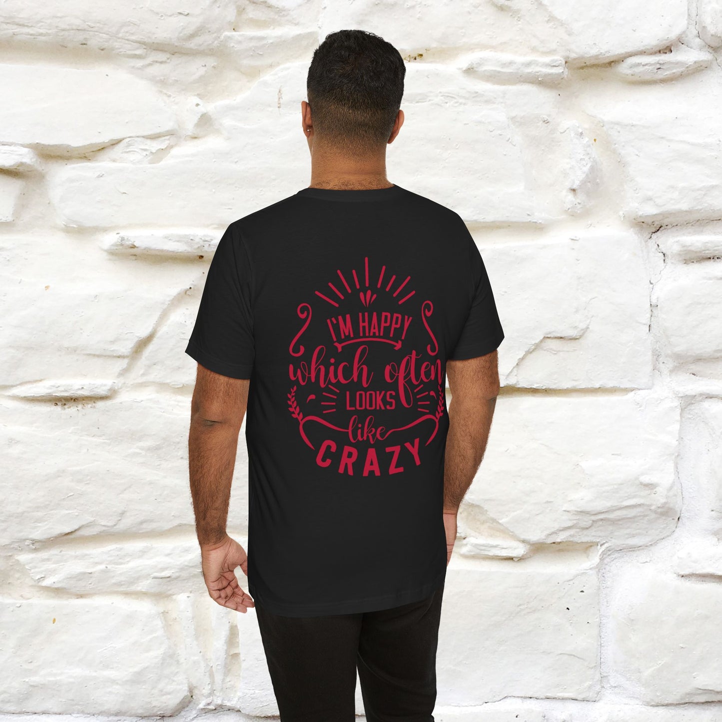 "I’m Happy, Which Often Looks Like Crazy" Cat T-Shirt| Front & Back Design | Nunu&Miao Studio