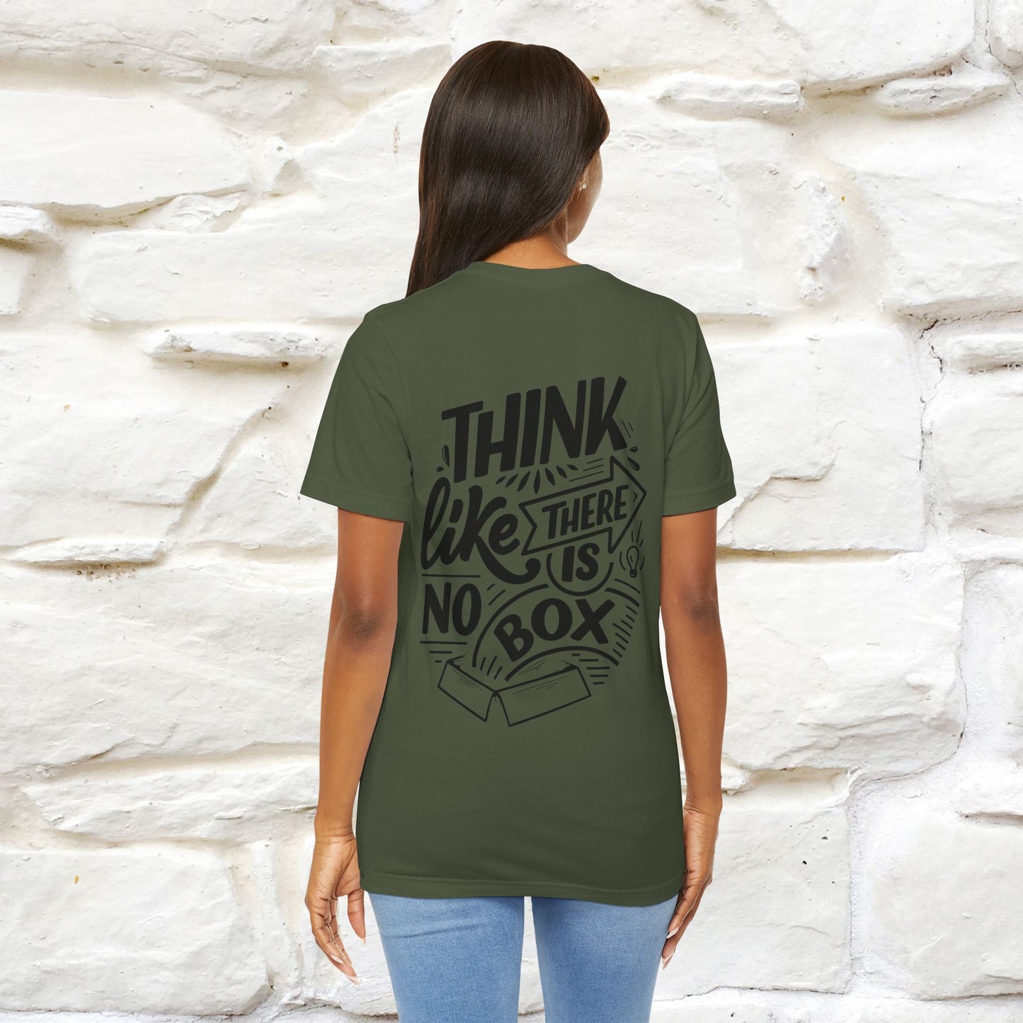 "Think Like There Is No Box" Cat T-Shirt for Men & Women | Front & Back Design | 100% Cotton*