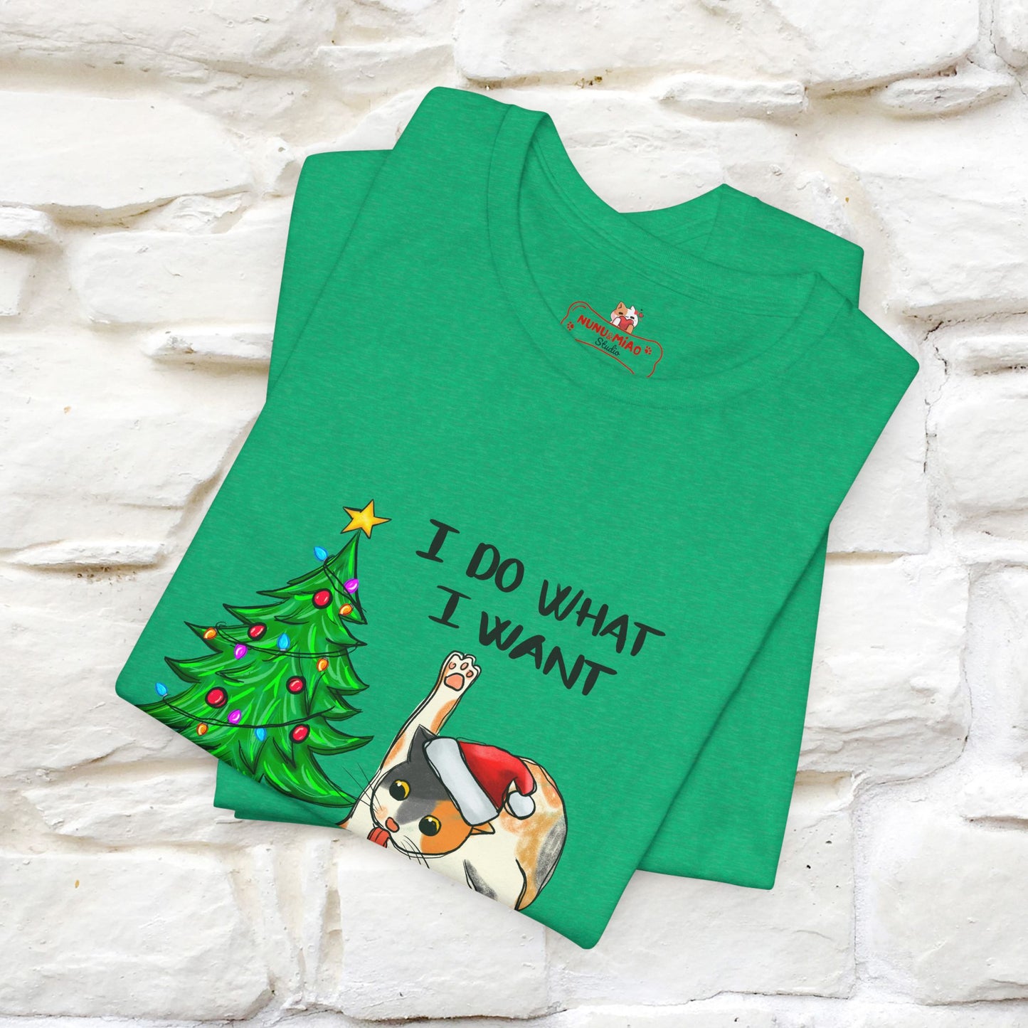 I Do What I want Funny T-Shirt | Festive Cat Christmas Shirt for Men & Women | 100% Cotton*